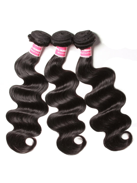 Klaiyi Hair Body Wave Virgin Human Hair 3 Bundles with 4x4 Lace Closure Pre Plucked