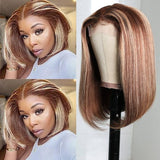 Klaiyi Bob 6x4.75 Glueless Lace Wig Wear Go Wig  Honey Blonde Highlight Color Flash Sale