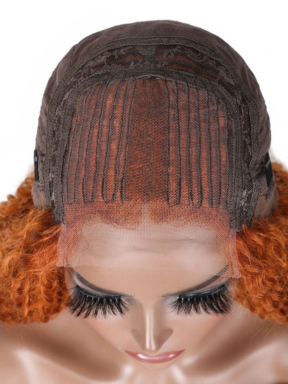 Offre spéciale TikTok LIVE | Perruque Klaiyi 180 % densité, raie en dentelle, 56 cm (22 pouces), couleur gingembre orange, bouclée, cheveux humains, vente flash