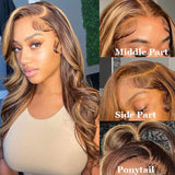 Klaiyi Ombre Honey Blonde Highlight 4x4 Lace Closure Wig 13x4 Lace Front Body Wave Wig Flash Sale