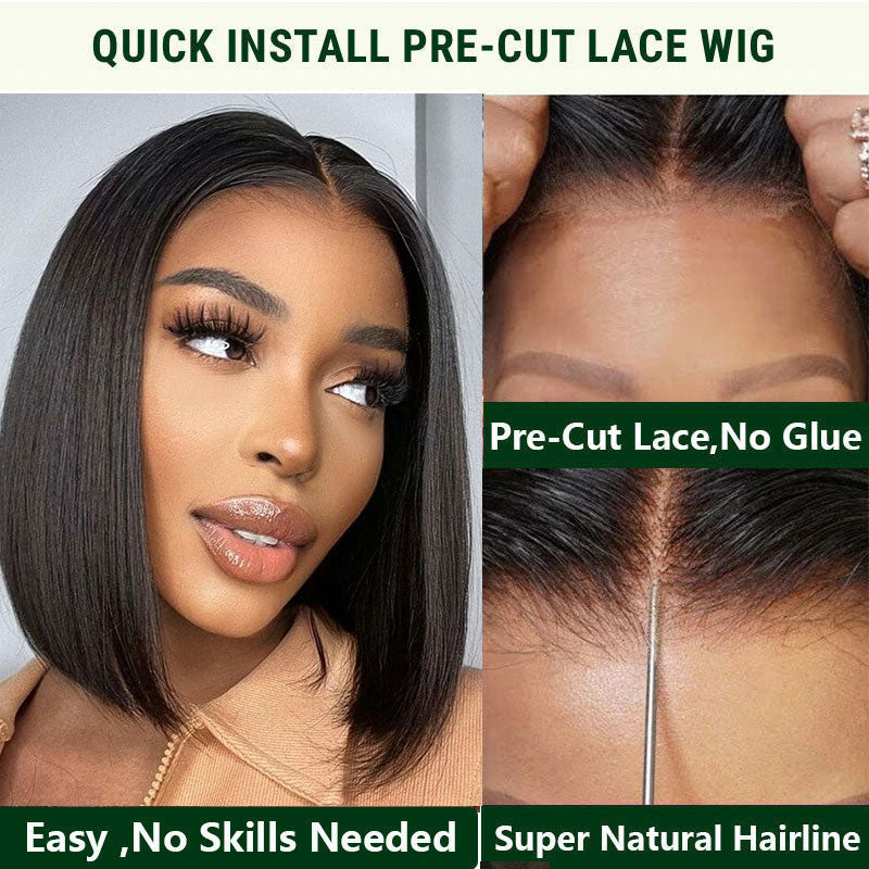 Extra 60% OFF | Klaiyi 6x4.75 Pre-Cut Lace Closure Wig Put On and Go Glueless Bob 0 Skill Install