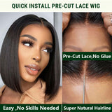Klaiyi Bob Wig Put On and Go Glueless Pre-Cut Lace Closure Wig Beginner Friendly Halloween Special Offer