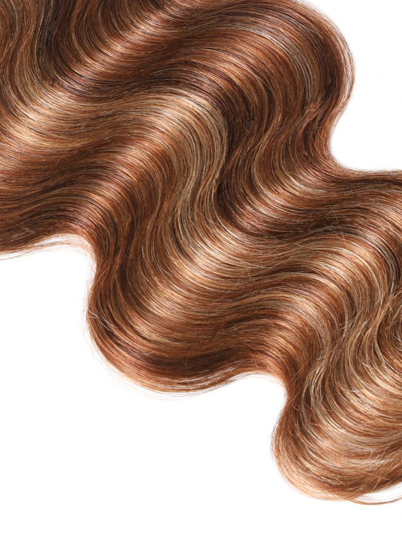 Klaiyi Virgin Human Hair 3 Bundles with Lace Closure Ombre Honey Blonde Highlight Color