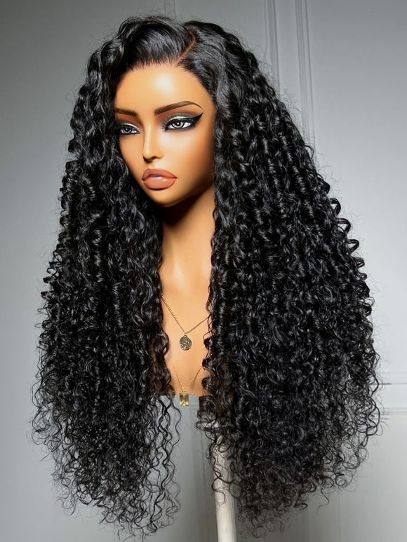 Klaiyi 7x5 Pre-Everything Lace Frontal Wig Defined Coily Texture Soft Fluffy Curly Human Hair Wig