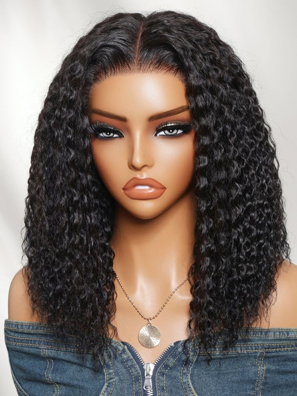 Perruque frontale en dentelle Klaiyi 13x4 Pre-Everything Crimp Deep Curl, volume élevé, ondulations profondes et souples, cordon de serrage invisible 