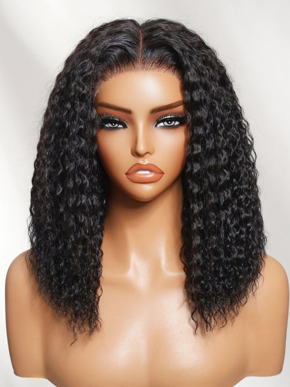Perruque frontale en dentelle Klaiyi 13x4 Pre-Everything Crimp Deep Curl, volume élevé, ondulations profondes et souples, cordon de serrage invisible 