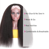 Put On and Go Style Flash Sale | Klaiyi Glueless Yaki Straight 3/4 Half Wigs Human Hair No Lace Glueless Headband Wig Beginner Friendly
