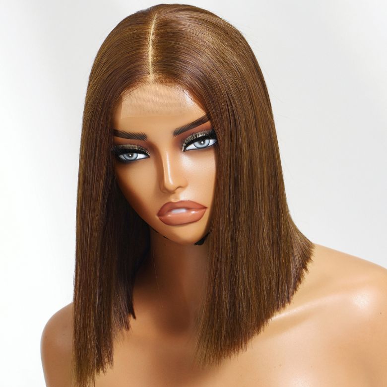 Klaiyi Silky Blunt Cut Glueless 2x6 Lace Closure Wig 200% Density Shoulder Length Bob Wig Flash Sale Pre Plucked & Bleached