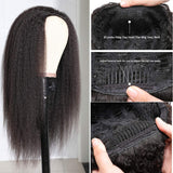 Wear Go Style Flash Sale | Klaiyi Glueless Yaki Straight 3/4 Half Wigs Human Hair No Lace Glueless Headband Wig Beginner Friendly