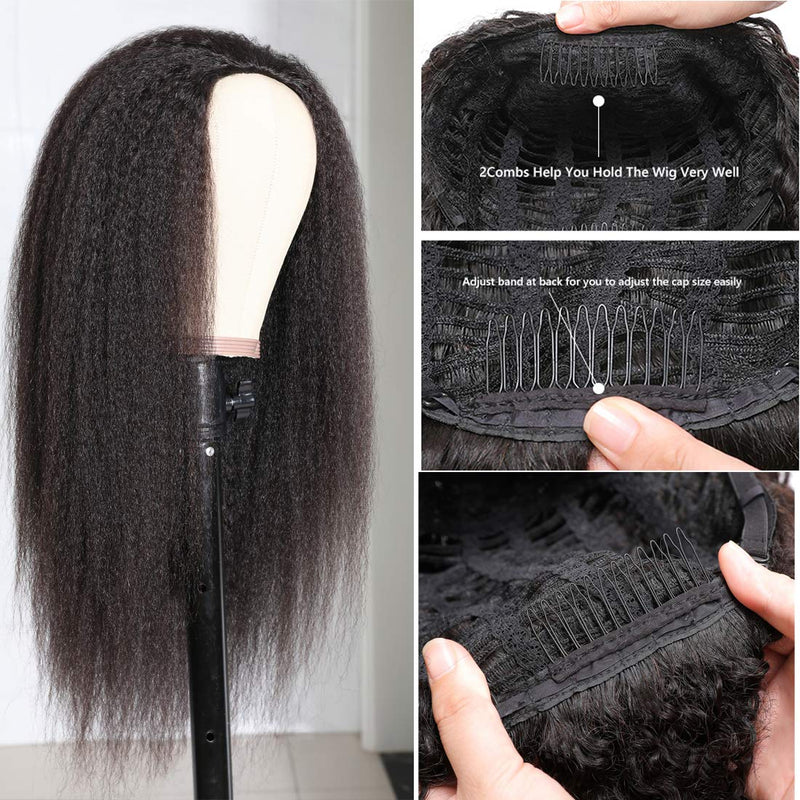 Wear Go Style Flash Sale | Klaiyi Glueless Yaki Straight 3/4 Half Wigs Human Hair No Lace Glueless Headband Wig Beginner Friendly