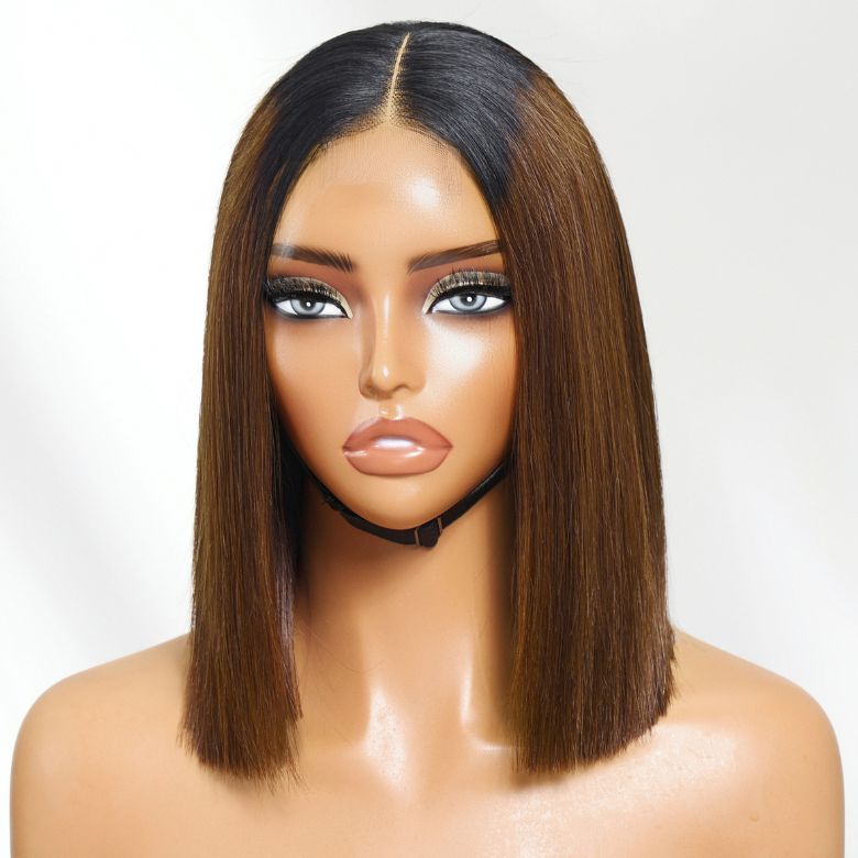 Klaiyi Silky Blunt Cut Glueless 2x6 Lace Closure Wig 200% Density Shoulder Length Bob Wig Flash Sale Pre Plucked & Bleached