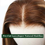 Klaiyi Pre-Cut Glueless Wig Wear Go Highlight Blonde Body Wave Wig Human Hair