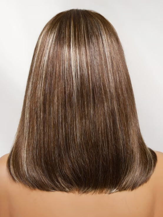Perruque Klaiyi Black Cherry 7x5 Bye Bye Knots Blow Out Bob sans colle avec frange rideau, volume naturel 