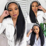 Wear Go Style Flash Sale | Klaiyi Glueless Yaki Straight 3/4 Half Wigs Human Hair No Lace Glueless Headband Wig Beginner Friendly