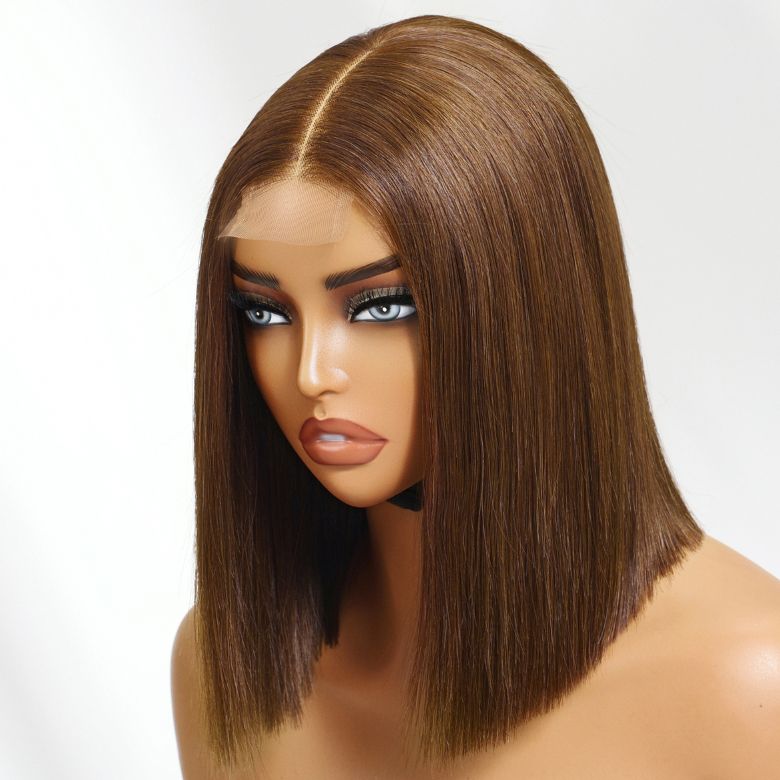 Klaiyi Silky Blunt Cut Glueless 2x6 Lace Closure Wig 200% Density Shoulder Length Bob Wig Flash Sale Pre Plucked & Bleached