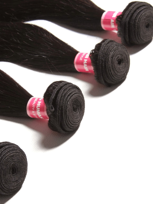 Klaiyi Yaki Straight Hair Bundles with Closure Brazilian Hair 3 Bundles with 4*1 Lace Part Closure Flash Sale