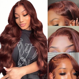Klaiyi Reddish Brown Color Lace Wig Human Hair Flash Sale