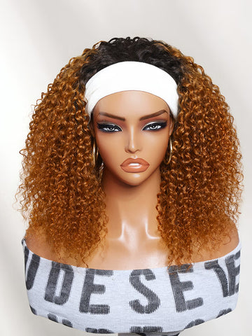Klaiyi  MeltLine™ Half Wig 3/4 Flip Over Black to Copper Brown Ombre Curly Half Wig Flash Sale
