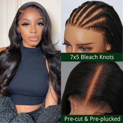 $200 OFF Over $201,Code:SAVE200 | Klaiyi 7x5 Bye Bye Knots Glueless Wig  Body Wave Pre Cut Lace Wigs Flash Sale