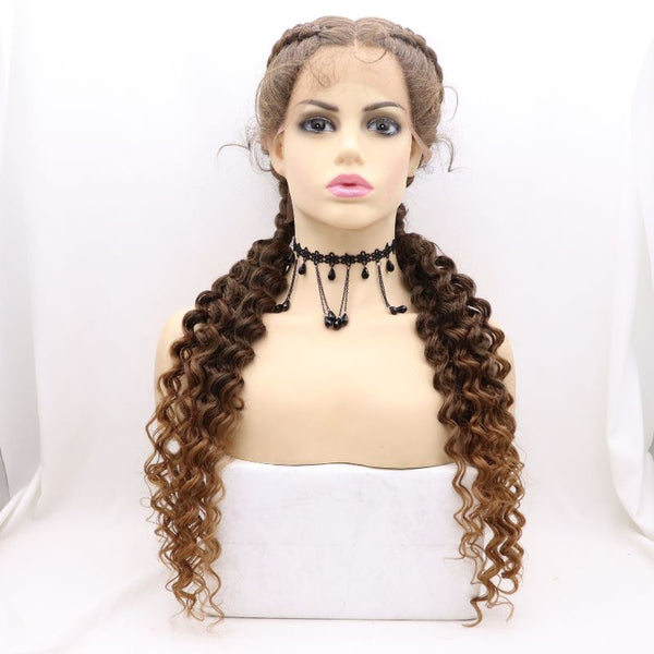 Klaiyi Braided Lace Front Wigs Colored Hair Long Wigs With Baby Hair Knotless Flash Sale