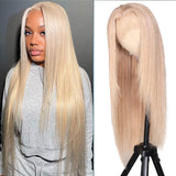$100 OFF | Code: SAVE100  Klaiyi Milk Blonde Layered Cut 180% Density Straight/Body Wave Lace Front Wig Perfect Summer Wig Flash Sale