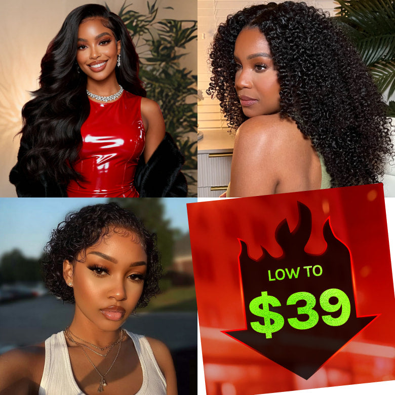 Low To $39 | Klaiyi Friday Blowout Sale 100% Glueless Human Hair Wigs Limited Stock Flash Sale