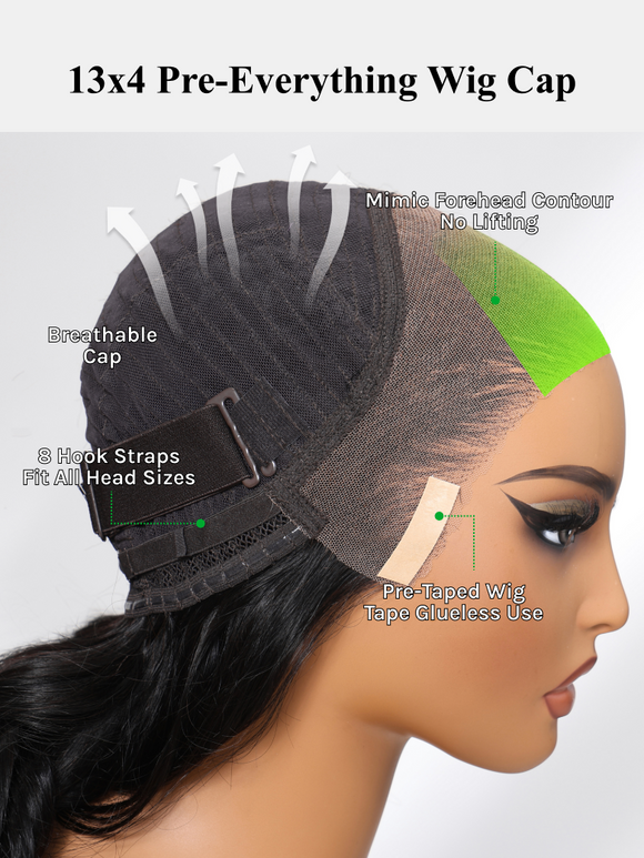 Klaiyi Body Wave No Glue Wigs 13x4 Invisible Transparent Lace Front Human Hair Wigs Pre-everything Wig