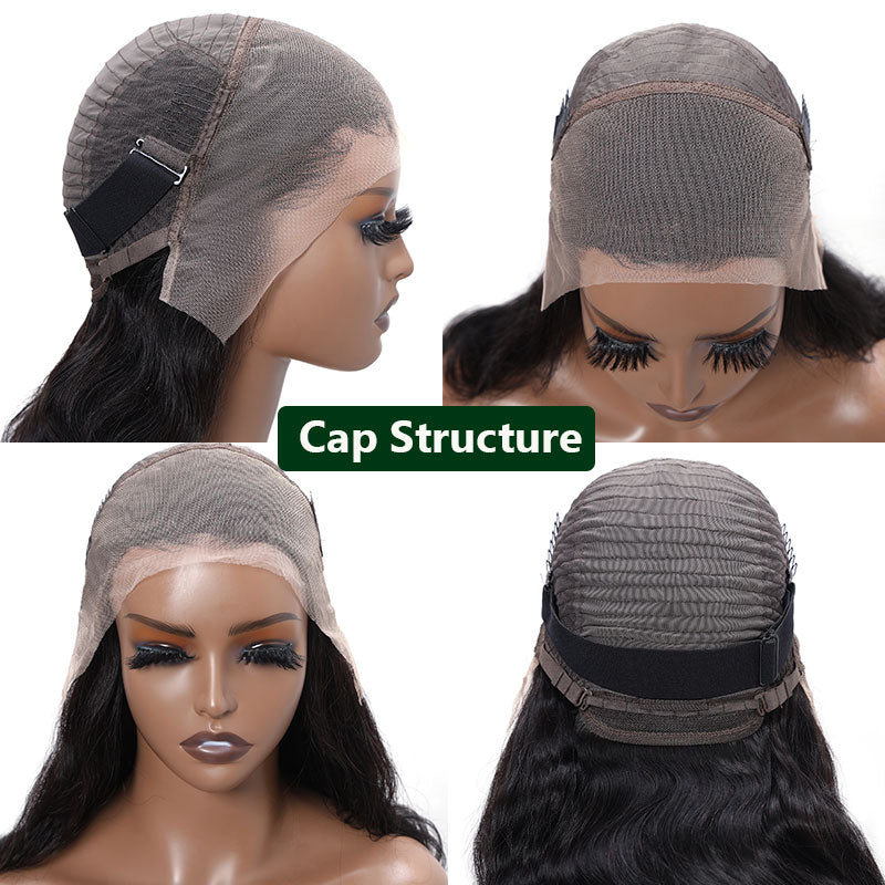 Klaiyi Upgrade 13x4 Full Frontal Lace Wig Body Wave Human Hair More Space to Do Styles