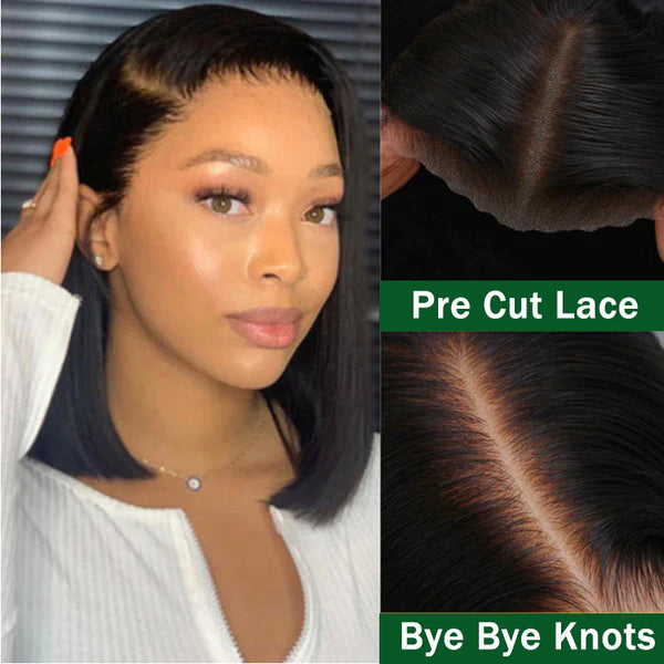 Extra 60% OFF | Klaiyi 6x4.75 Pre-Cut Lace Closure Wig Put On and Go Glueless Bob 0 Skill Install
