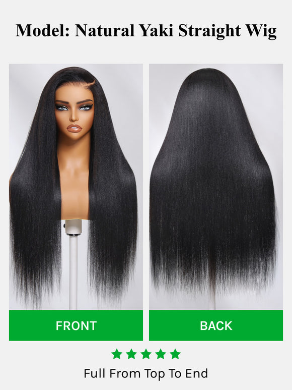 Klaiyi 13x4 Pre-Everything Yaki Straight Put On and Go Glueless Wig Real Ear to Ear Full Frontal Human Hair Silk Press Look Hair