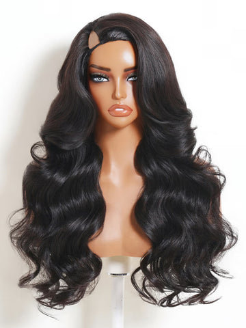 Klaiyi Klaiyi V-Part Glueless Wig Side-Part Blowout Waves with Face-Framing Layers & Adjustable Cap
