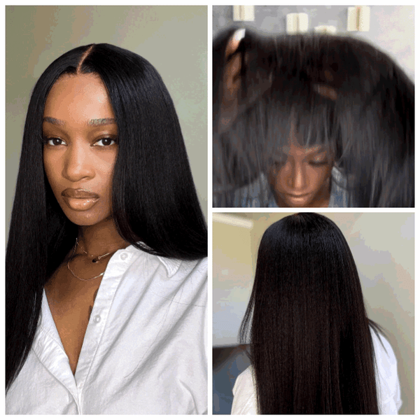 Extra 60% OFF |Klaiyi Most Natural Yaki Straight 7x5 Bye Bye Knots Wig Put On and Go Glueless Wig