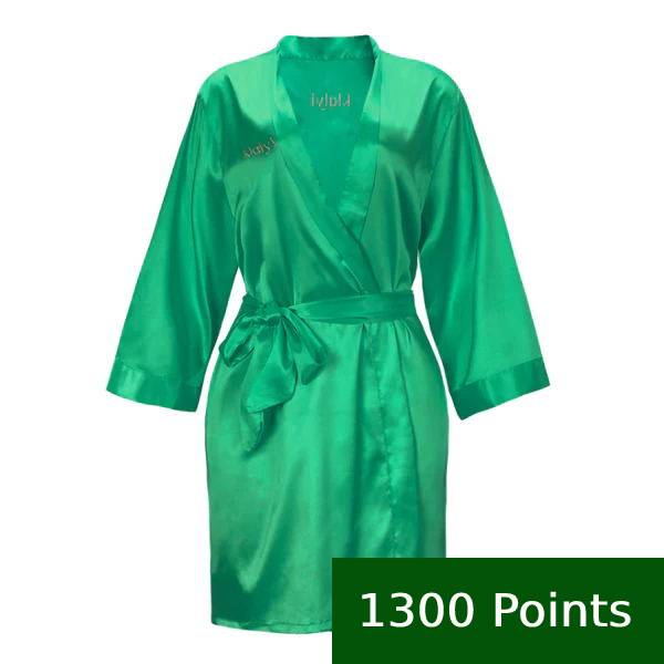 1300 Points | Klaiyi Exclusive Luxurious Green Silk Robe Sexy Nightwear