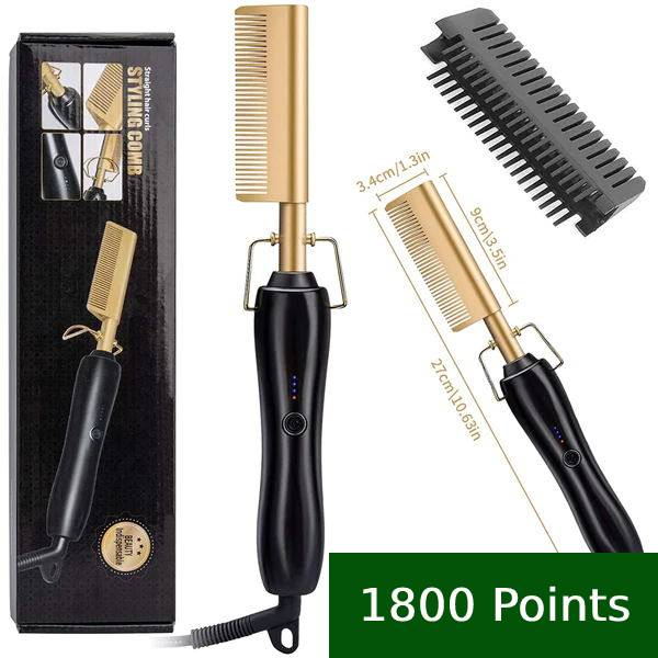 1800 Points | Hot Comb Hair Straightener,2in1 Ceramic Comb