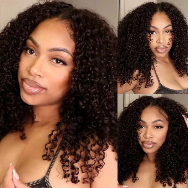 180% Density=$79| Jerry Curly V Part Wigs Klaiyi Human Hair No Leave Out Upart Wigs Meet Real Scalp Flash Sale