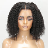 Klaiyi Short Kinky Curly Bob Wig 13x4 Lace Front Wig Natural Black Color Flash Sale