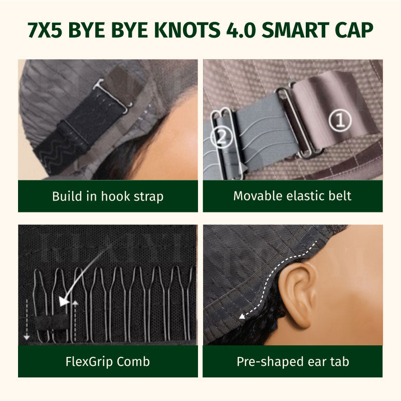 First Wig | Klaiyi 7x5 Bye Bye Knots Pre-cut Lace Put On and Go Glueless Wig Water Wave Flash Sales