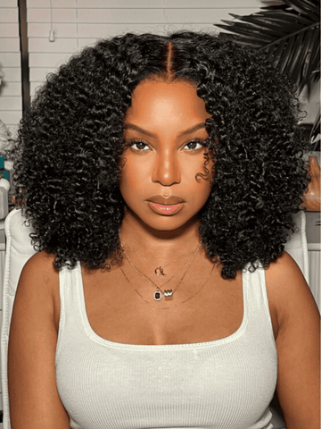 Klaiyi EasiContour ™ Glueless Afro Kinky Curly V Part Coily Wigs No Leave Out Beginner Friendly