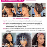 Wear Go Style Flash Sale | Klaiyi Glueless Yaki Straight 3/4 Half Wigs Human Hair No Lace Glueless Headband Wig Beginner Friendly