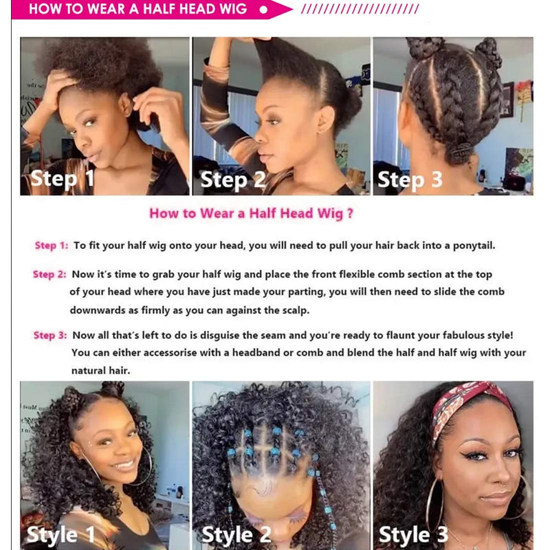 Wear Go Style Flash Sale | Klaiyi Glueless Yaki Straight 3/4 Half Wigs Human Hair No Lace Glueless Headband Wig Beginner Friendly