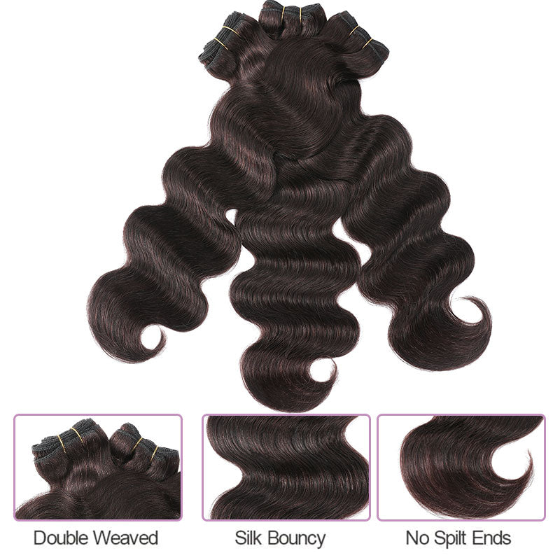 Klaiyi Clearance #2 Dark Brown Hair Bundles Body Wave/Straight Hair/Jerry Curly 2/3 Bundle Deals Flash Sale