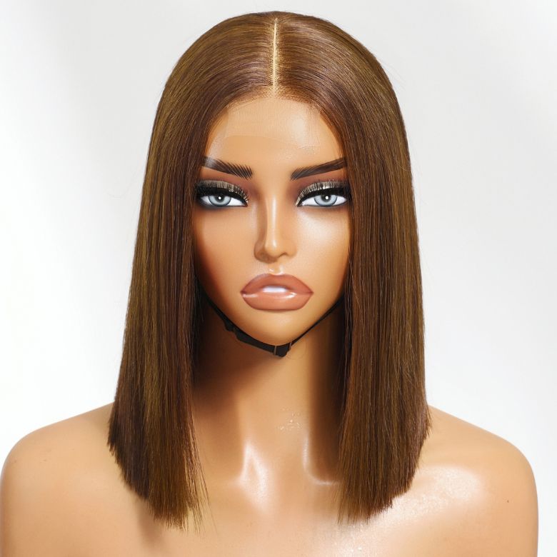 Klaiyi Silky Blunt Cut Glueless 2x6 Lace Closure Wig 200% Density Shoulder Length Bob Wig Flash Sale Pre Plucked & Bleached