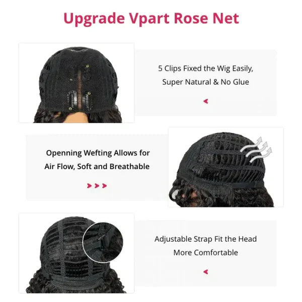 Buy 1 Get 1 Free,Code:BOGO |Klaiyi Beginner Friendly Brunette Auburn Brown V Part Body Wave Wig No Leave Out Super Natural