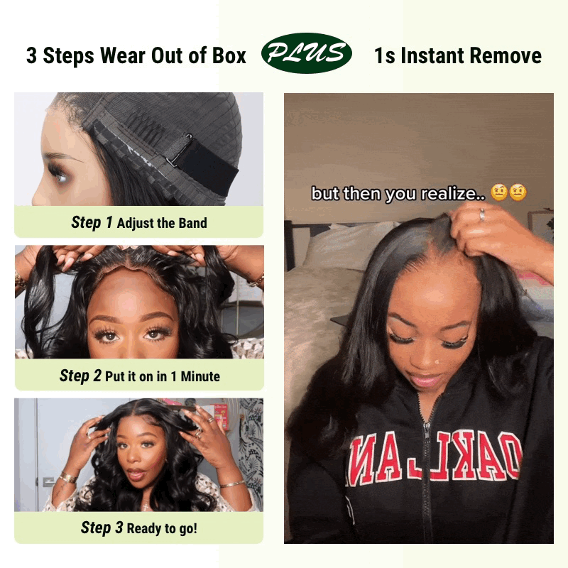 $50 OFF Full $51 | Code: SAVE50 Klaiyi Pre-Cut 5x5 HD Clear Lace Put On and Go Glueless Wig Body Wave Human  Hair