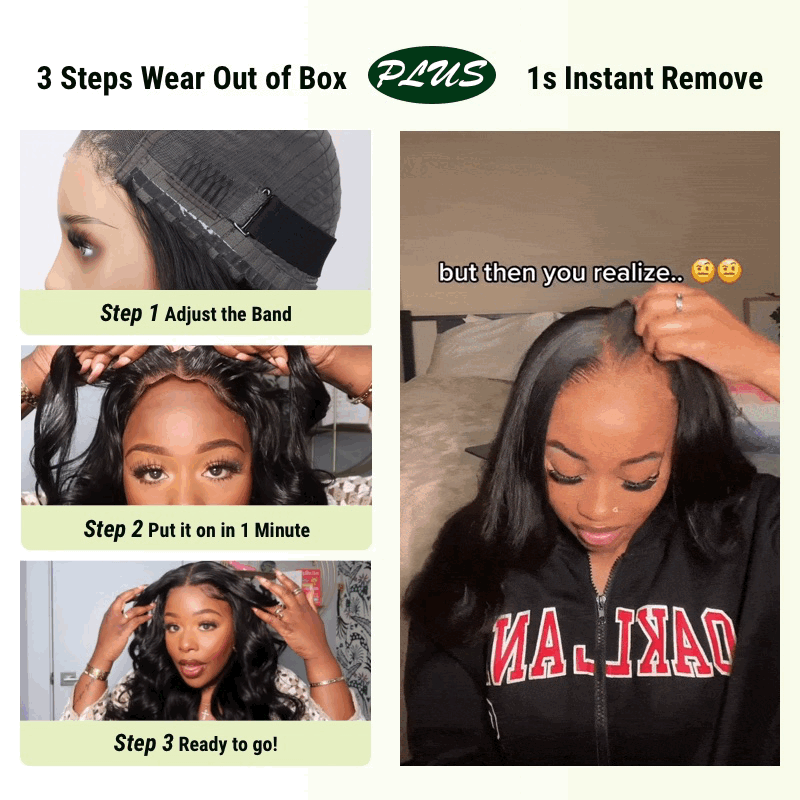 HD Clearance | Klaiyi Pre-Cut 5x5 HD Clear Lace Put On and Go Glueless Wig Body Wave/Curly Hair Flash Sale