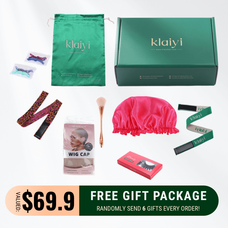 Klaiyi Free Gifts Package, Includes Random 6 Gifts :  Wig Cap, 3D Mink Eyelashes, Night Cap, Elastic Headband, Makeup Brush Flash Sale
