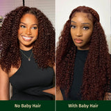 Klaiyi 6x4.75 Pre-Cut Swiss Lace Wig Wear & Go Reddish Brown Color Jerry Curly Flash Sale Bleach Knots