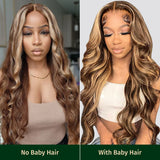 Buy 1 Get 1 Free,Code:BOGO | Klaiyi Pre-Cut Glueless Wig Wear Go Highlight Blonde Body Wave Wig Human Hair