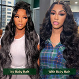 Buy 1 Get 1 Free,Code:BOGO | Klaiyi Wear Go 6x4.5 Pre Cut Lace Wig Quick & Easy Body Wave Black Wig With Breathable Cap