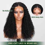 Klaiyi Pre-Cut Lace Wig Wear & Go 13x4 Lace Front Wig Jerry Curly Human Hair Wig